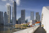 Central business district  CBD  from Elgin Bridge.Singapore. Asiacommercebusinessskylineskyscraperfinancial centreAsian Center Singaporean Singapura Southeast Asia Xinjiapo