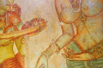 Detail of The Sigiriya Damsels. The 5th-century frescoes  believed to represent celestial nymphs  are found in a sheltered niche halfway up Lion Rock.Sri LankatravelAsiaSigiriyaAsian Llankai Sri...