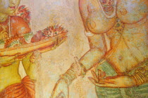 Detail of The Sigiriya Damsels. The 5th-century frescoes  believed to represent celestial nymphs  are found in a sheltered niche halfway up Lion Rock.Sri LankatravelAsiaSigiriyaAsian Llankai Sri...