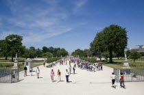 Tourists walking in the Jardin des Tuileries gardensFrench Western Europe European