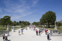 Tourists walking in the Jardin des Tuileries gardensFrench Western Europe European