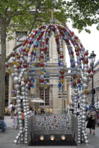 Colourful modern metal and glasswork entrance to the Metro in Place ColetteFrench Western Europe European
