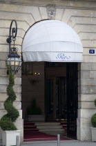 The Ritz Hotel entrance in Place VendomeFrench Western Europe European