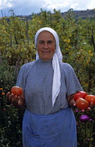 Farmer holding tomatoes in field.TravelTourismHolidayVacationExploreRecreationLeisureSightseeingTouristAttractionTourDobarskoBanskoBulgariaBulgarianTranquilTranquilityEastEasternEu...