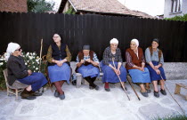 Six old ladies sitting on bench.TravelTourismHolidayVacationExploreRecreationLeisureSightseeingTouristAttractionTourBanskoBulgariaBulgarianLadyLadiesWomanWomenFemalePersonPeopleG...