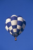 Blue and white checked hot air balloon.Great Britain UK United Kingdom TravelTourismHolidayVacationAdventureExploreRecreationLeisureSightseeingTouristAttractionTourDestinationTripJourne...