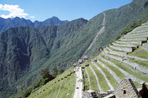 Terraces on Machu Picchu mountainsideCuzco TravelTourismHolidayVacationExploreRecreationLeisureSightseeingTouristAttractionTourDestinationMachuPicchuMachupicchuHuaynaWaynaPeruPeruvi...