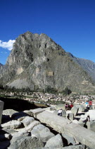 Pinkuylluna Mountain and tourists  Sacred Valley of the Incas.Cuzco TravelTourismHolidayVacationExploreRecreationLeisureSightseeingTouristAttractionTourDestinationOllantaytamboOllantait...