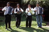 Musicians playing musical instruments  Pirin Mountain  near Bansko.TravelTourismHolidayVacationAdventureExploreRecreationLeisureSightseeingTouristAttractionTourChalinValogBanskoBulgar...
