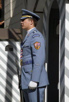 Sentry beside Guardbox at Prague CastlePraha Ceska Eastern Europe European