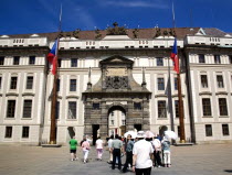 Tourists entering Prague castle through the Matthias GatePraha Ceska Eastern Europe European