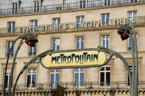 Art Nouveau entrance to the Palais Royal metro station beside the Louvre des Antiquaires art and antiquities supermarketEuropean French Western Europe