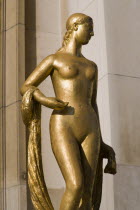 Gilded bronze statue of a woman in the central square of the Palais Chaillot beside TrocaderoEuropean French Western Europe