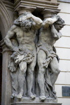18th Century statues by Matthias Braun on a portal of the Baroque Clam-Gallas Palace in the Old TownPraha Ceska Eastern Europe European