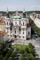 The 18th Century Church of St Nicholas designed by Kilian Ignaz Dientzenhofer on the north side of the Old Town SquarePraha Ceska Eastern Europe European Religion