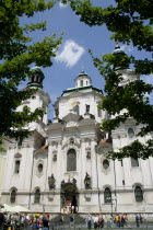 The 18th Century Church of St Nicholas designed by Kilian Ignaz Dientzenhofer on the north side of the Old Town SquarePraha Ceska Eastern Europe European Religion