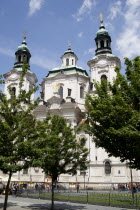 The 18th Century Church of St Nicholas designed by Kilian Ignaz Dientzenhofer on the north side of the Old Town SquarePraha Ceska Eastern Europe European Religion