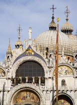 The domes and facade of the basilica of St Mark in the Piazza San Marco