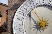 The clock of San Giacomo di Rialto in San Polo district. Since the clock was installed in 1410 it has been a noriously bad time keeper