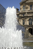 The centrepiece of the Richelieu wing of the Musee du Louvre with the Pyramid entrance and fountain in the foregroundEuropean French Western Europe
