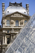 The centrepiece of the Richelieu wing of the Musee du Louvre with the Pyramid entrance in the foregroundEuropean French Western Europe
