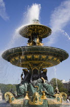 Ornate 19th Century fountain in the Place de la ConcordeEuropean French Western Europe