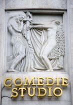 High-relief Art Nouveau detail on the facade of the Comedie Studio in Avenue MontaigneEuropean French Western Europe