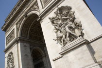 High-relief detail on the Arc de Triomphe in Place Charles de Gaulle by Francois Rude depicting the Departure of the Volunteers in 1792European French Western Europe