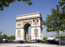 Busy traffic around the Arc de Triomphe in Place Charles de GaulleEuropean French Western Europe