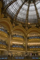 Opera Quarter. The central circular area under the glass dome of the Art Nouveau department store Galleries Lafayette   Shop European French Western Europe