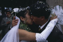 Wedding in El Monticulo. Bride and Groom kissing.American Bolivian Marriage Religion South America Hispanic Latin America Latino Religious American Bolivian Marriage Religion South America Hispanic...