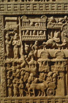 Detail of stupa carving. Buddhist Asia Asian Bharat Inde Indian Intiya Religion Religion Religious Buddhism Buddhists History