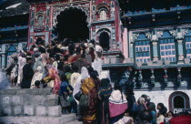 Hindu pilgrims at the annual opening of Bodrinath Temple at one of the sources of the River Ganges. Asia Asian Bharat Inde Indian Intiya Religion Religion Religious Hinduism Hindus Asia Asian Bharat...