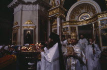 St Daniil Monastery Orthodox priests in procession in front of the altar at Easter mass