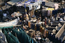 Mahalaxmi Dhobi Ghat. View over laundry with hanging clothesBombay Mumbai Asia Asian Bharat Inde Indian Intiya  Bombay Mumbai Asia Asian Bharat Inde Indian Intiya