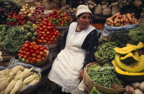 Fruit and vegetable stall with women stall holder