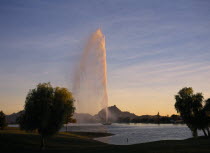 Huge plume of water from water shoot in city northeast of Phoenix. American North America Scenic United States of America