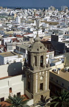 Plaza de la Catedral  Bell tower  Santiago Church and a view of Cadiz city from Cadiz Cathedral.TravelTourismHolidayVacationExploreRecreationLeisureSightseeingTouristAttractionTourDestinat...