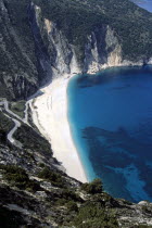 Myrtos  Mirtos  Beach  from cliff top.TravelTourismHolidayVacationExploreRecreationLeisureSightseeingTouristAttractionTourDestinationMyrtosMirtosBeachBayKefaloniaKephaloniaKefalloni...