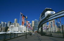 Darling Harbour  Monorail and train.TravelTourismHolidayVacationExploreRecreationLeisureSightseeingTouristAttractionTourDarlingHarbourSydneyNewSouthWalesAustraliaAustralianAustrala...