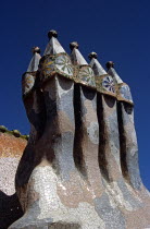 Passeig de Gracia  Casa Batllo  Ornate chimneys. GaudiTravelTourismHolidayVacationExploreRecreationLeisureSightseeingAttractionTouristTourCasaBatlloBarcelonaSpainSpanishEuropeEuropea...