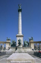 Millennium Monument  including Hoseink Emlekere plinth  Heroes Square.TravelTourismHolidayVacationExploreRecreationLeisureSightseeingTouristAttractionTourDestinationMillenniumMonumentHe...
