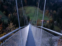 South of Lake Thunersee. Suspension footbridge over River Engstlige which measures 150 metres long stands 30 metres   98 feet   above the riverLake Thun European Schweiz Suisse Svizzera Swiss Wester...