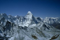 View of the mountain range and Mount Everest peakAsia Asian Nepalese Scenic
