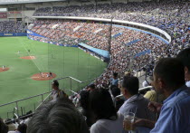 Chiba Marine Stadium  packed crowd watches Chiba Lotte marines play Nippon Ham Fighters  Japanese Pro basebalAsia Asian Japanese Nihon Nippon