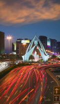 The Clock Tower roundabout in Rigga at dusk.ModernArchitectureMiddle EastDubaiUAEAsiaHolidaysTourismTravelUnited Arab EmiratesTrafficRedSunsetClockTimeTransportBlurAl-Imarat Al-Arabi...