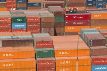 Containers stacked in the port.South AmericaValparaisoChileLatin AmericaTravelTradeCommerceImportExportPatternOrderAmerican Chilean Hispanic Latino