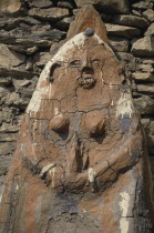 Circuit Trek. Female animistic protector deity beside the gateway to the old part of JharkotAsia Asian Nepalese Religion Religious animist