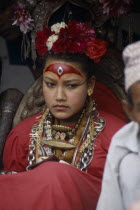 The Patan Kumari   Living Goddess   at the Bhoto Jatra FestivalAsia Asian Nepalese Religion Religious One individual Solo Lone Solitary
