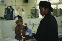 Rondebosch neighbourhood.  Rehydration ward in Red Cross children s hospital.  Child patient receiving treatment.dehydration African Kids